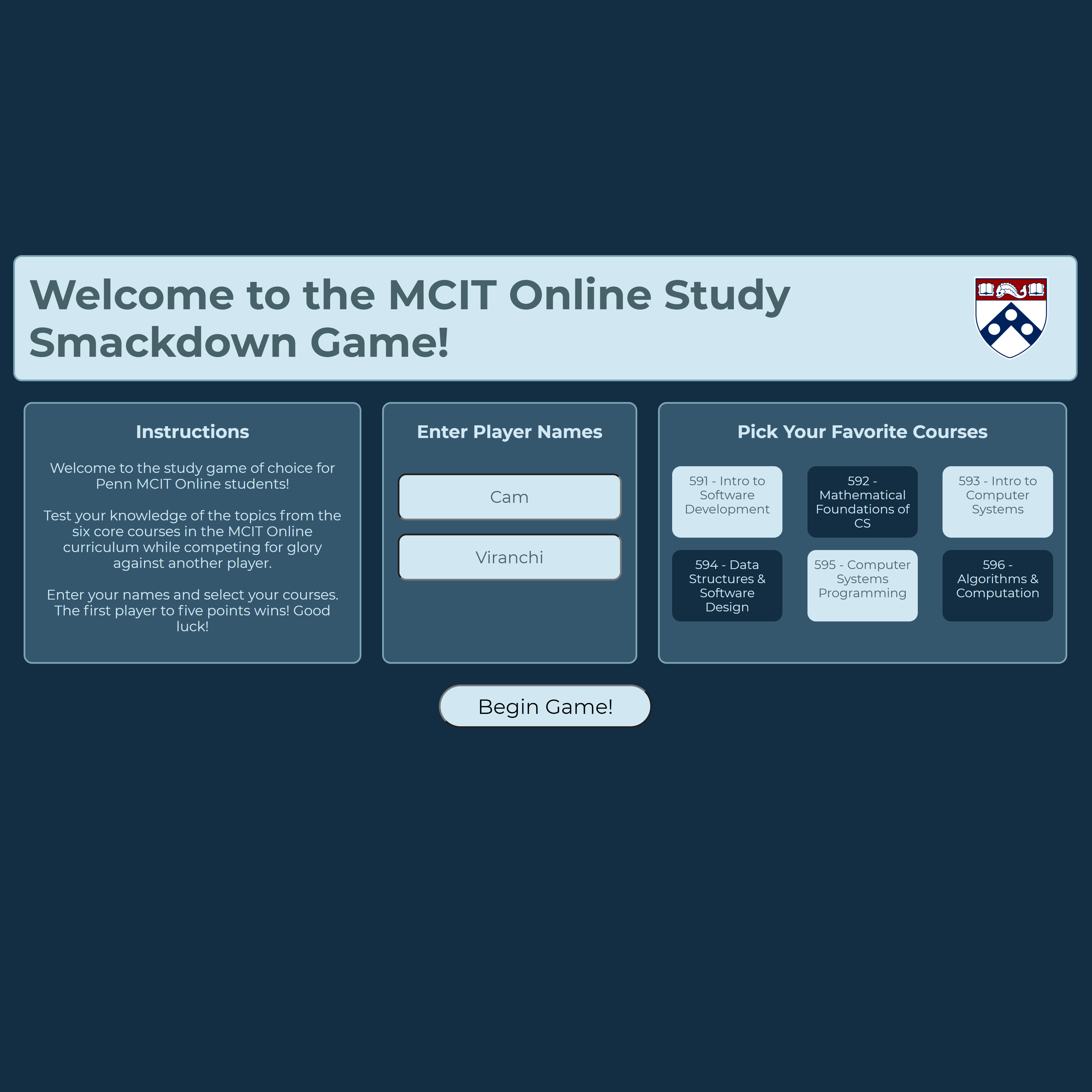 MCIT Online Study Smackdown! - Engineering Project